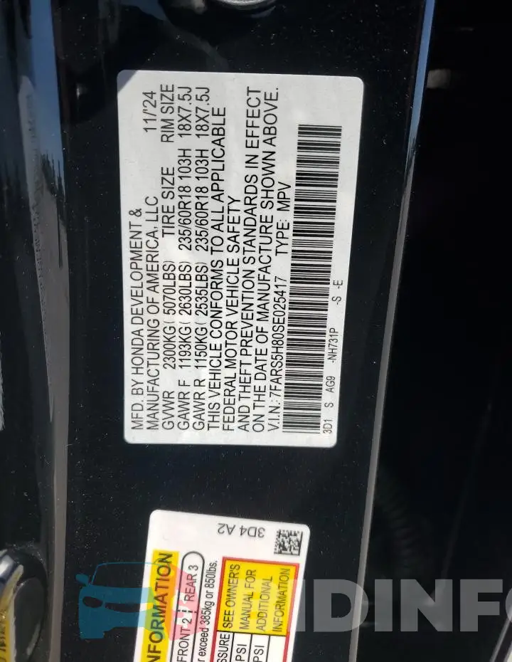 7FARS5H80SE025417 Photo# 13