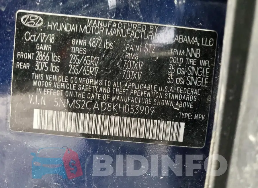 5NMS2CAD8KH053909 Photo# 13