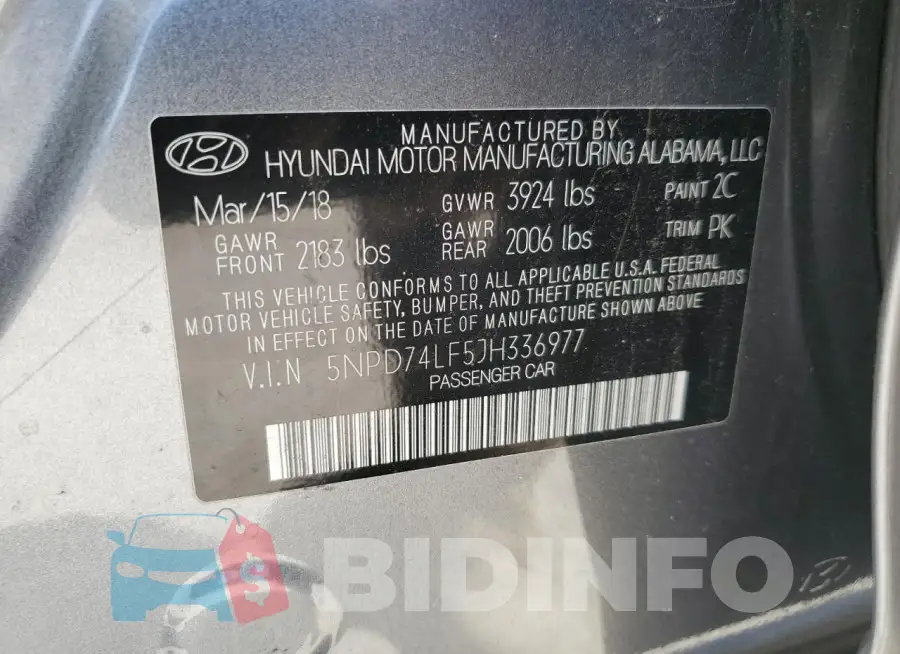 5NPD74LF5JH336977 Photo# 12