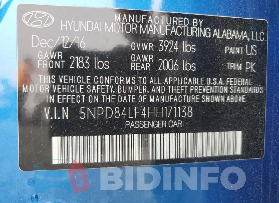 5NPD84LF4HH171138 Photo# 12