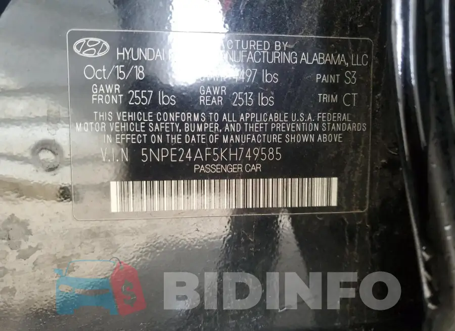 5NPE24AF5KH749585 Photo# 12