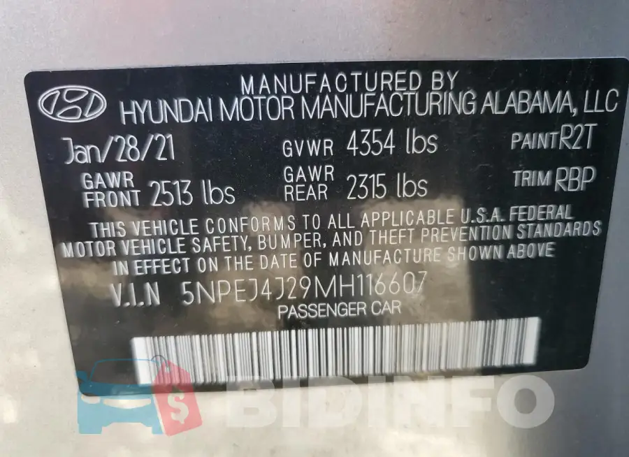5NPEJ4J29MH116607 Photo# 12