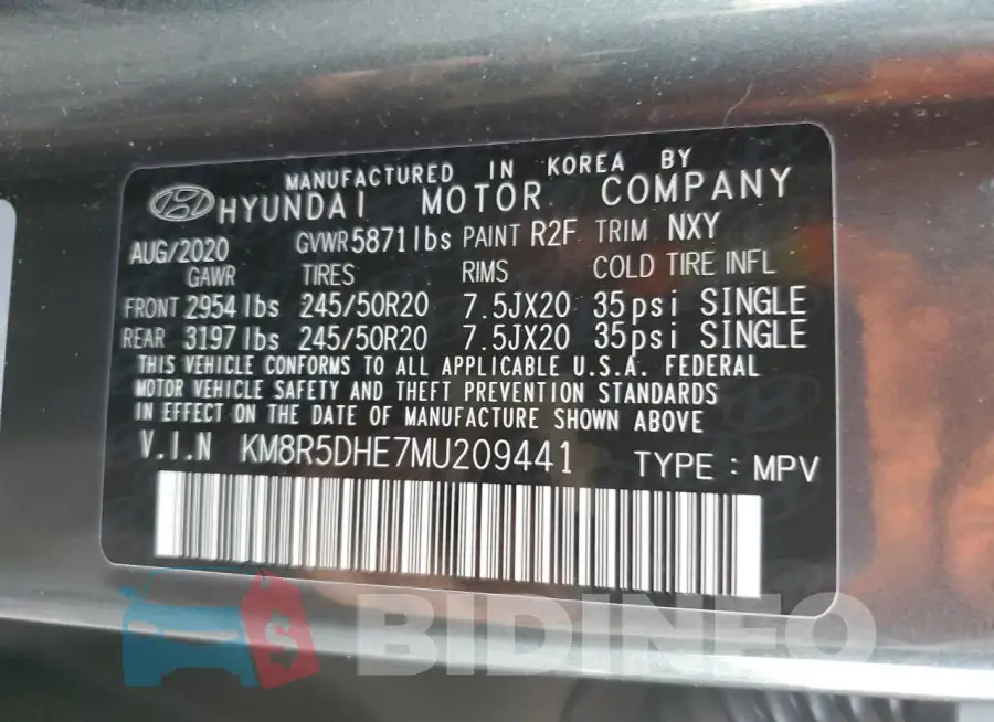KM8R5DHE7MU209441 Photo# 14