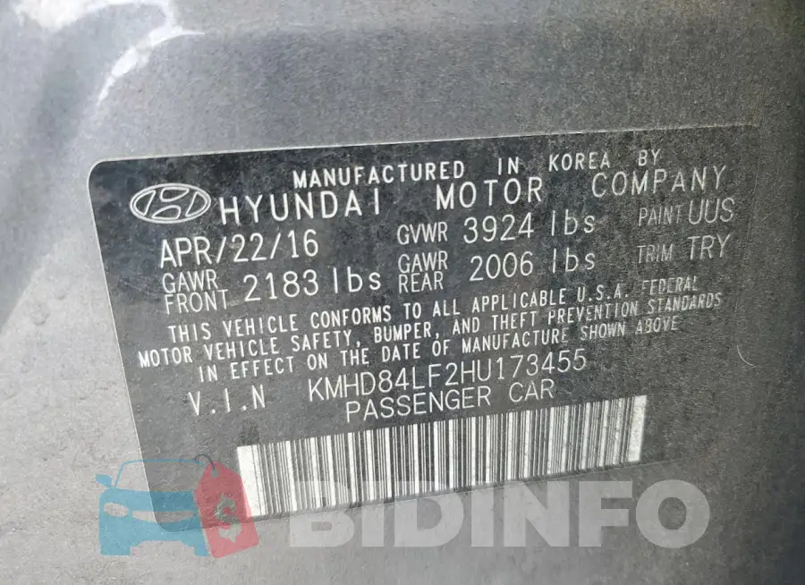 KMHD84LF2HU173455 Photo# 13