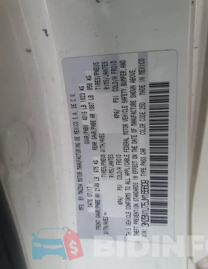 3MZBN1U75JM165609 Photo# 13