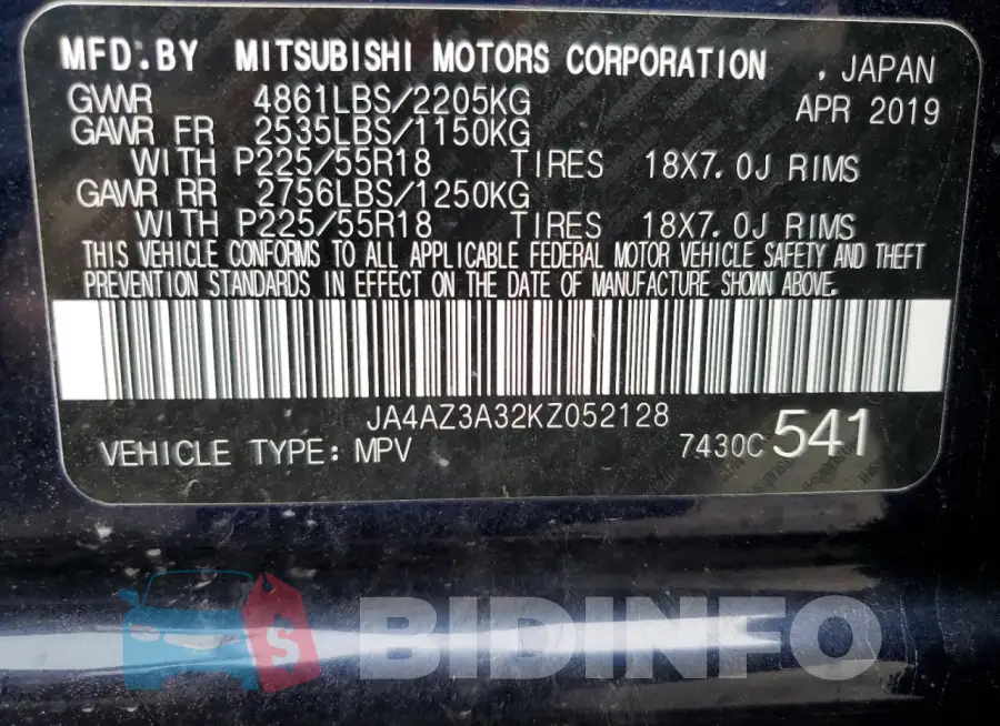 JA4AZ3A32KZ052128 Photo# 13