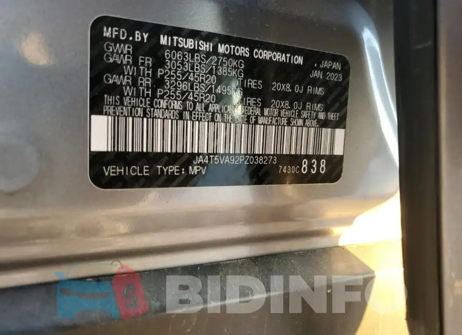 JA4T5VA92PZ038273 Photo# 12