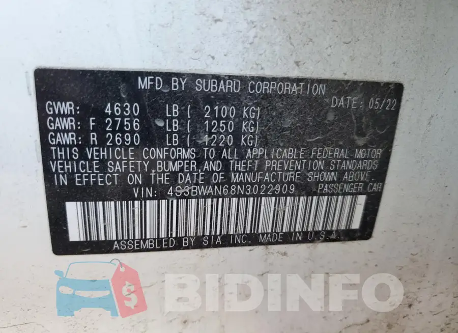 4S3BWAN68N3022909 Photo# 12
