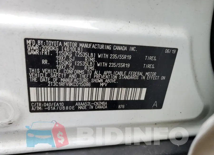 2T3C1RFV8KC015086 Photo# 14