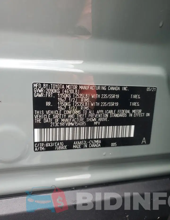 2T3C1RFV8MW154085 Photo# 14