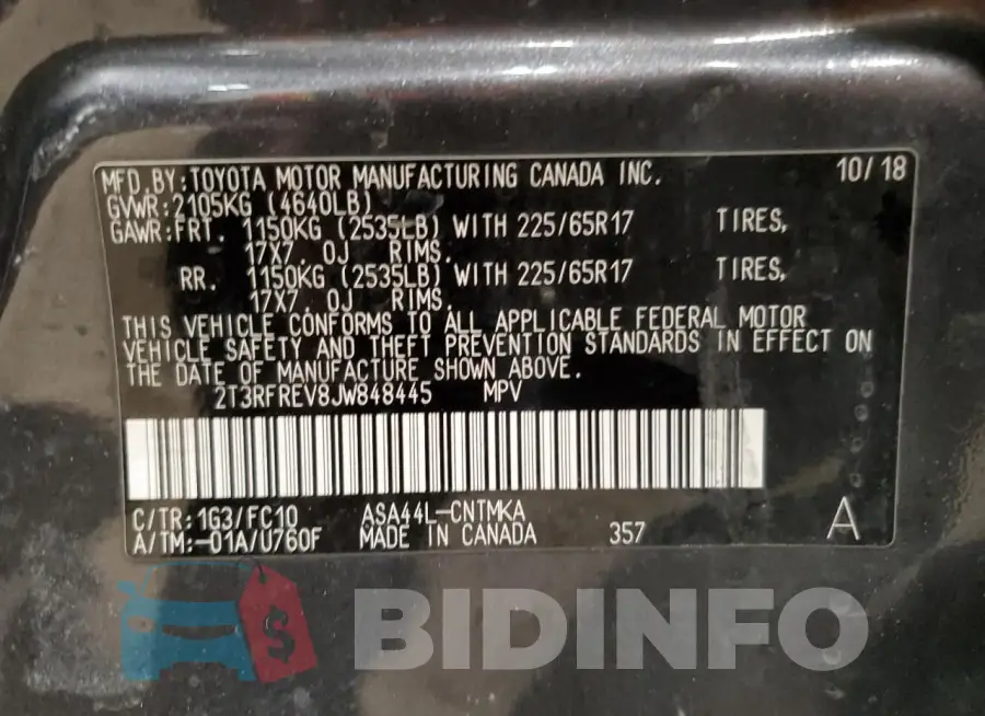 2T3RFREV8JW848445 Photo# 13
