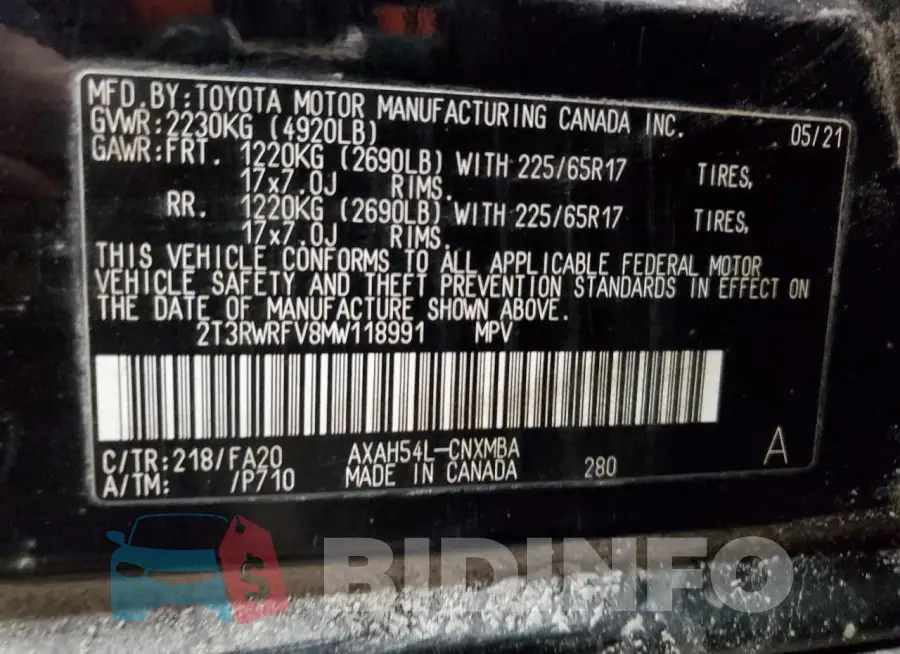2T3RWRFV8MW118991 Photo# 14