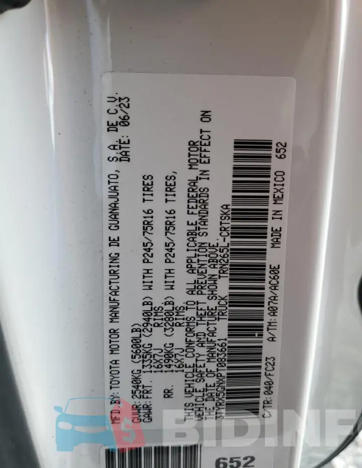3TYRX5GNXPT083661 Photo# 13