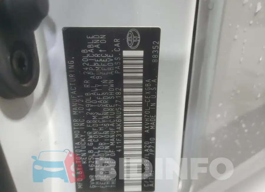 4T1F31AK6NU577182 Photo# 12