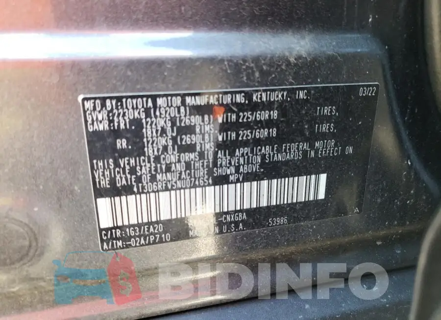 4T3D6RFV5NU074654 Photo# 13