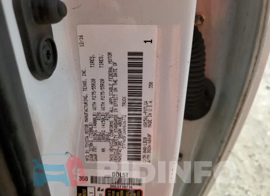 5TFHW5F16HX616772 Photo# 12