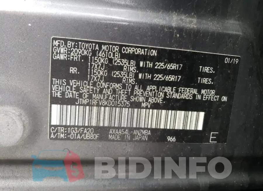 JTMP1RFV8KD015375 Photo# 13
