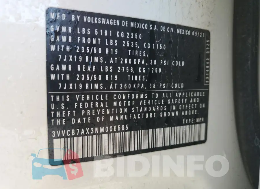 3VVCB7AX3NM006585 Photo# 14