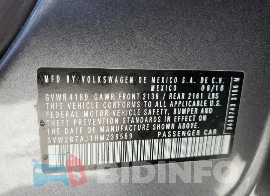 3VW2B7AJ1HM238559 Photo# 12