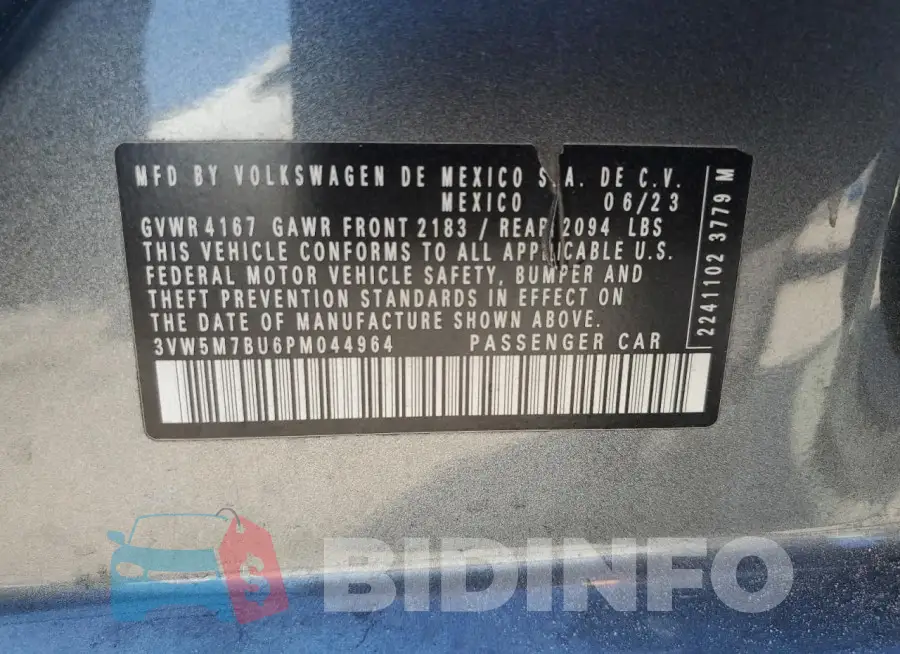 3VW5M7BU6PM044964 Photo# 13