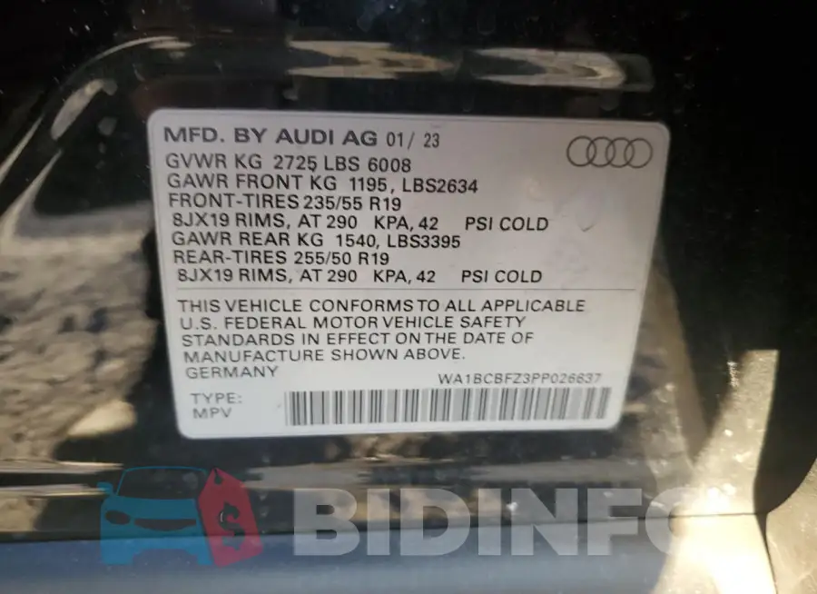 WA1BCBFZ3PP026637 Photo# 13