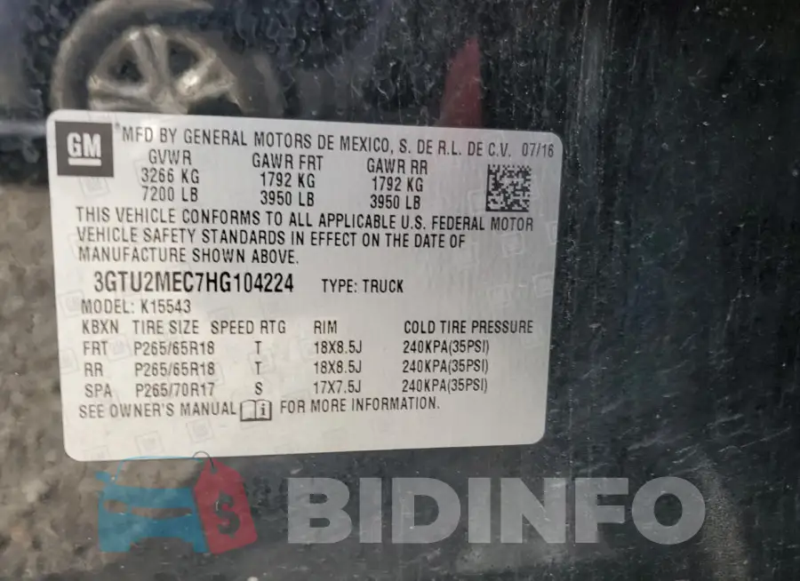 3GTU2MEC7HG104224 Photo# 12