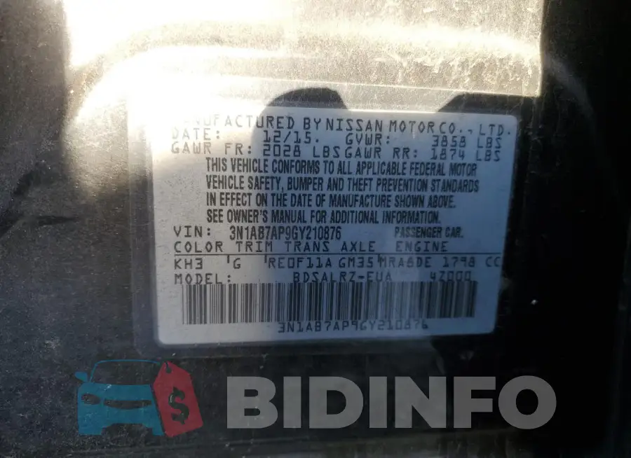 3N1AB7AP9GY210876 Photo# 12