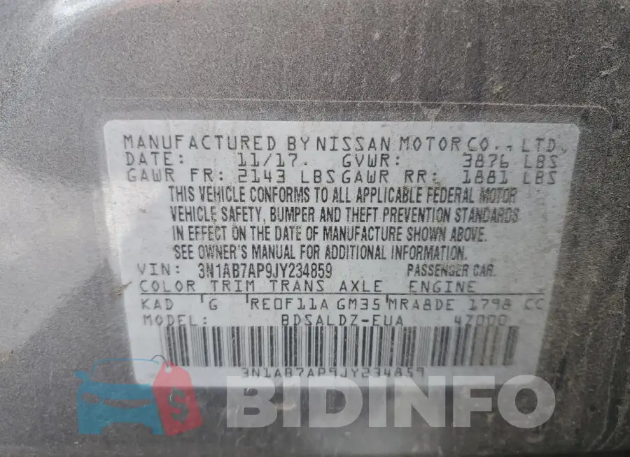 3N1AB7AP9JY234859 Photo# 12