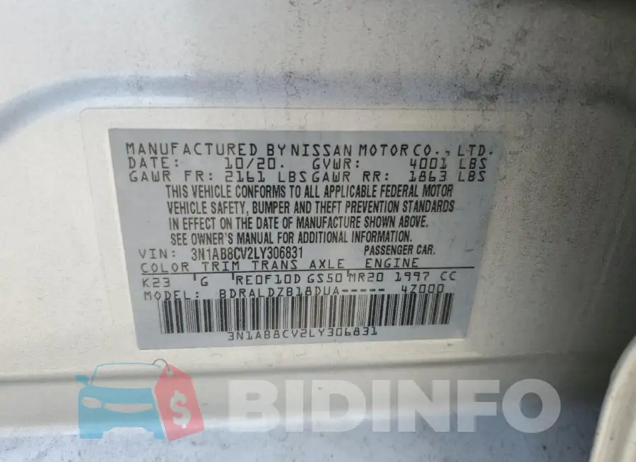 3N1AB8CV2LY306831 Photo# 12