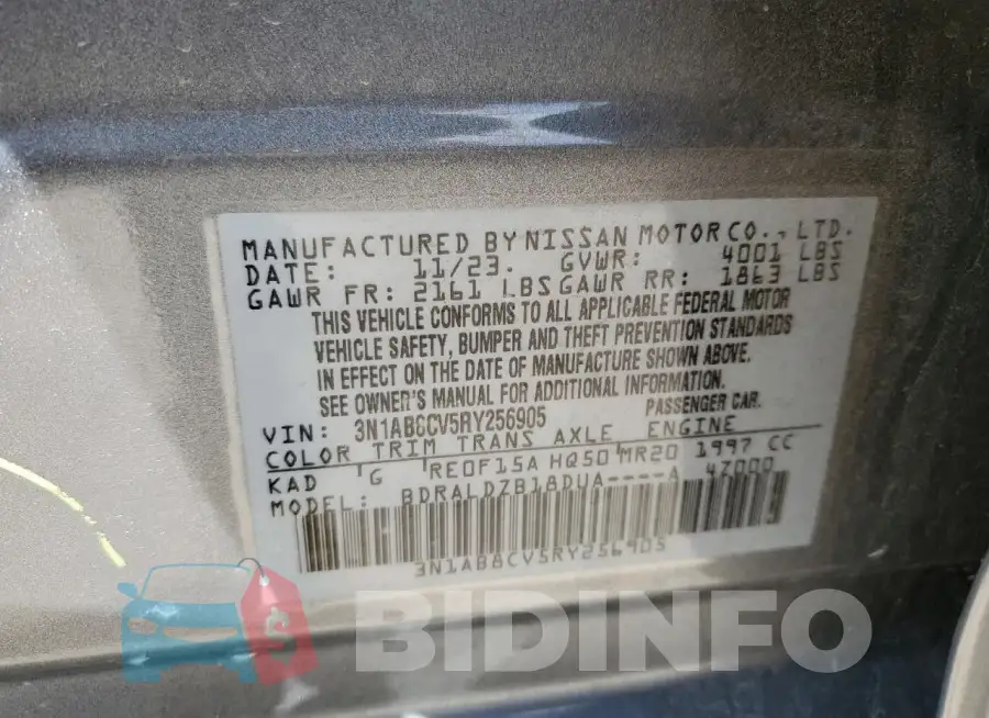 3N1AB8CV5RY256905 Photo# 13