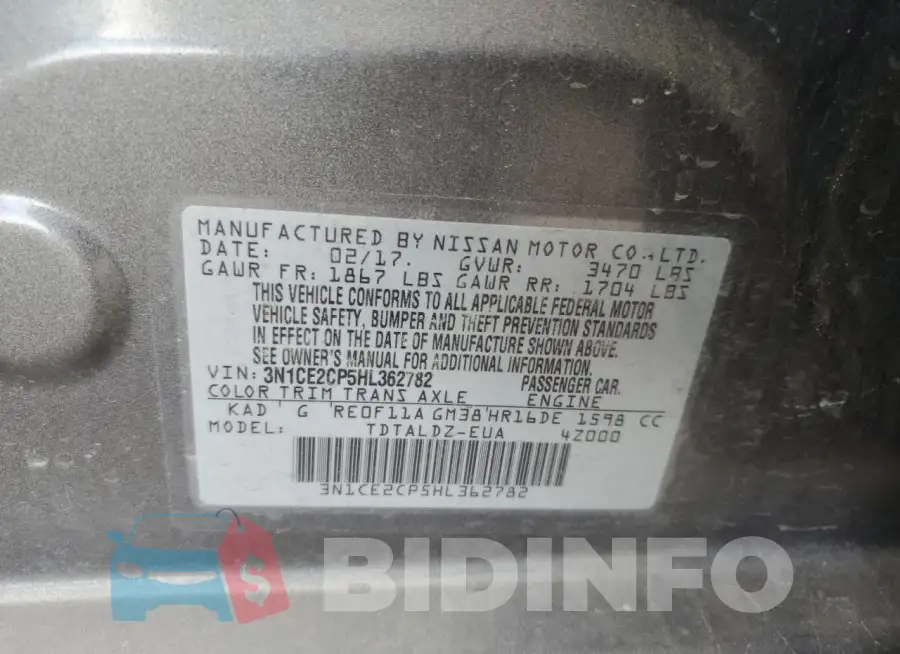 3N1CE2CP5HL362782 Photo# 13