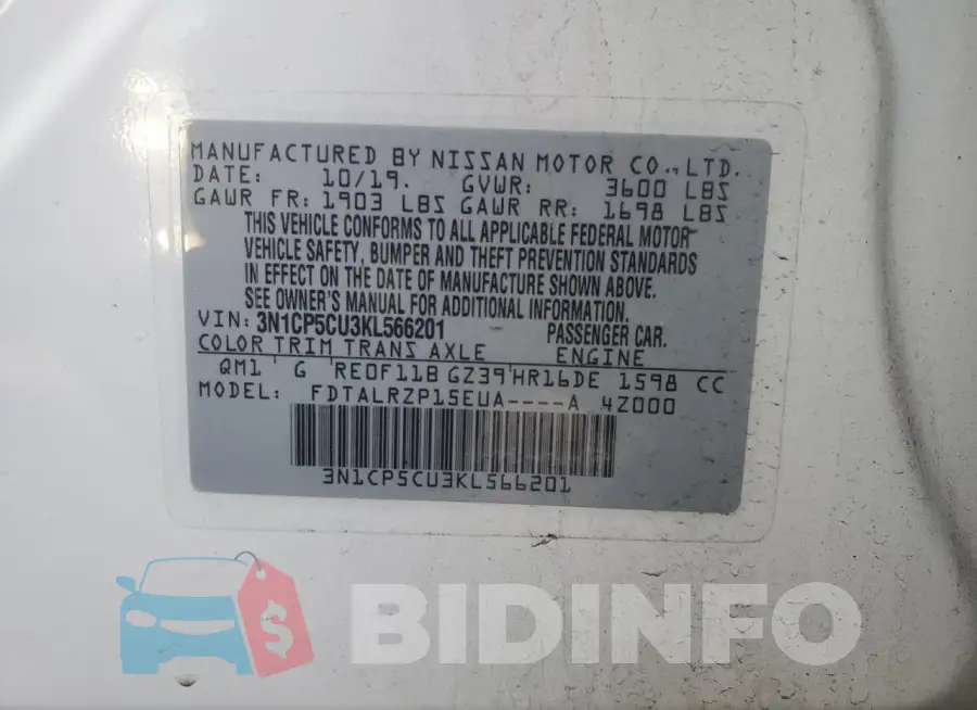 3N1CP5CU3KL566201 Photo# 12