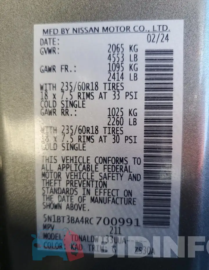5N1BT3BA4RC700991 Photo# 13