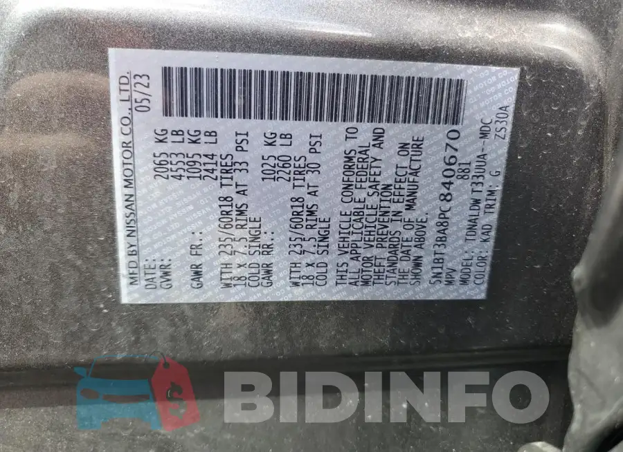 5N1BT3BA8PC840670 Photo# 14