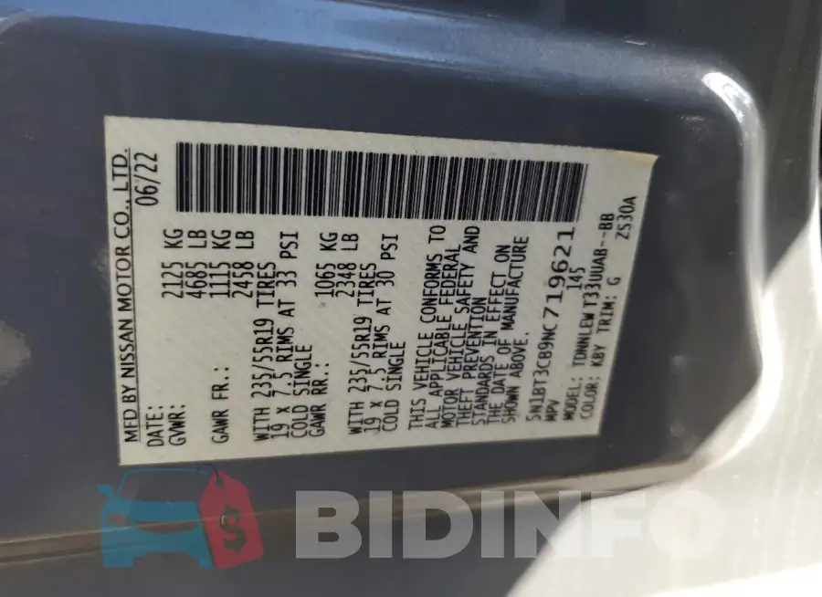 5N1BT3CB9NC719621 Photo# 13