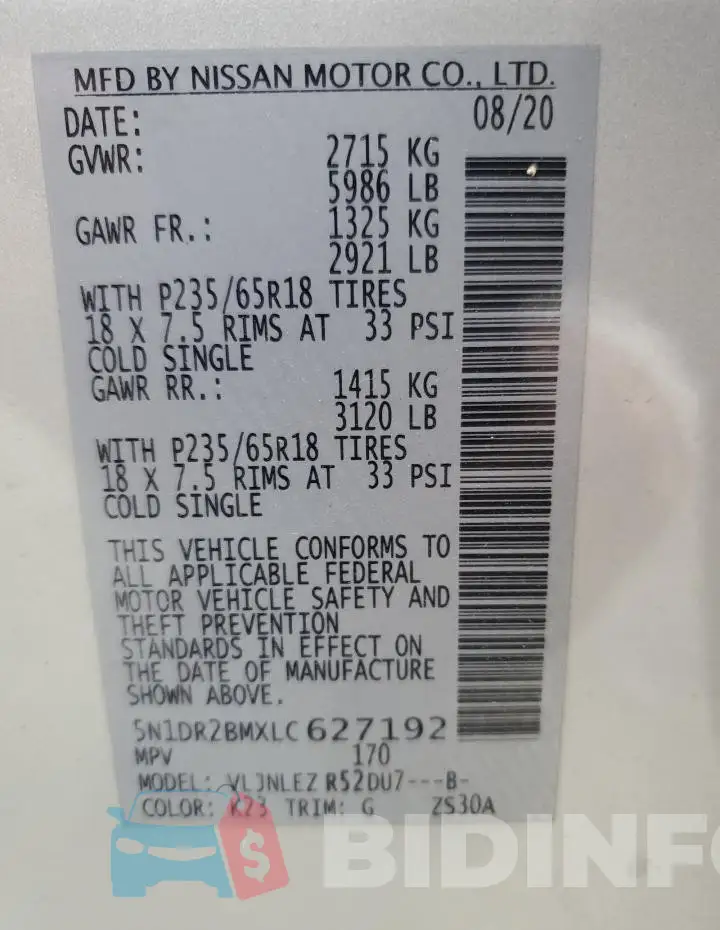 5N1DR2BMXLC627192 Photo# 13