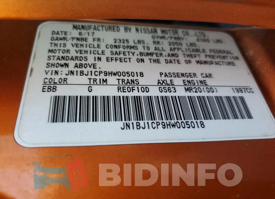 JN1BJ1CP9HW005018 Photo# 14