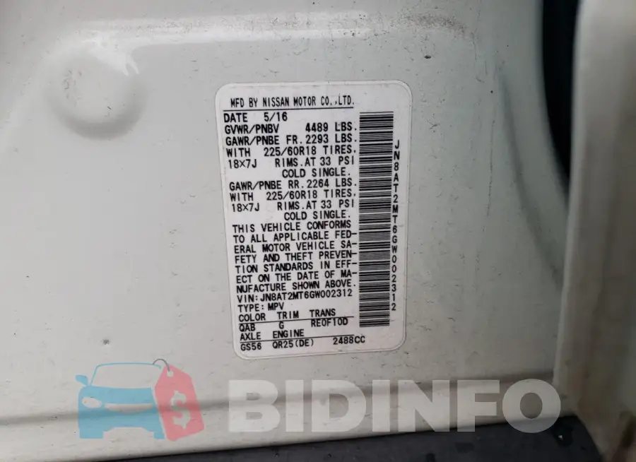 JN8AT2MT6GW002312 Photo# 13