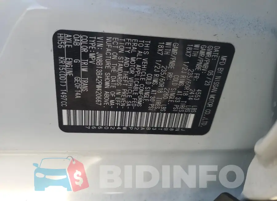 JN8BT3BA2PW420667 Photo# 13