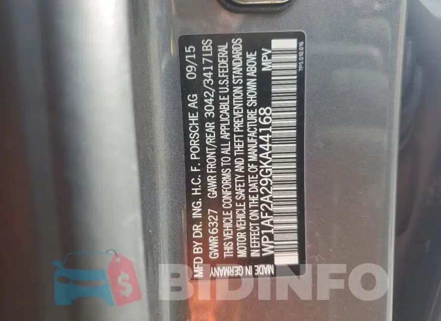 WP1AF2A29GKA44168 Photo# 14
