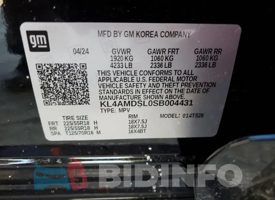 KL4AMDSL0SB004431 Photo# 14
