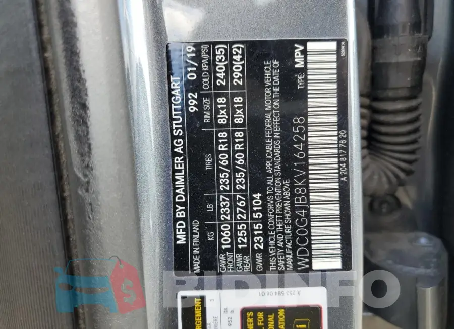 WDC0G4JB8KV164258 Photo# 14