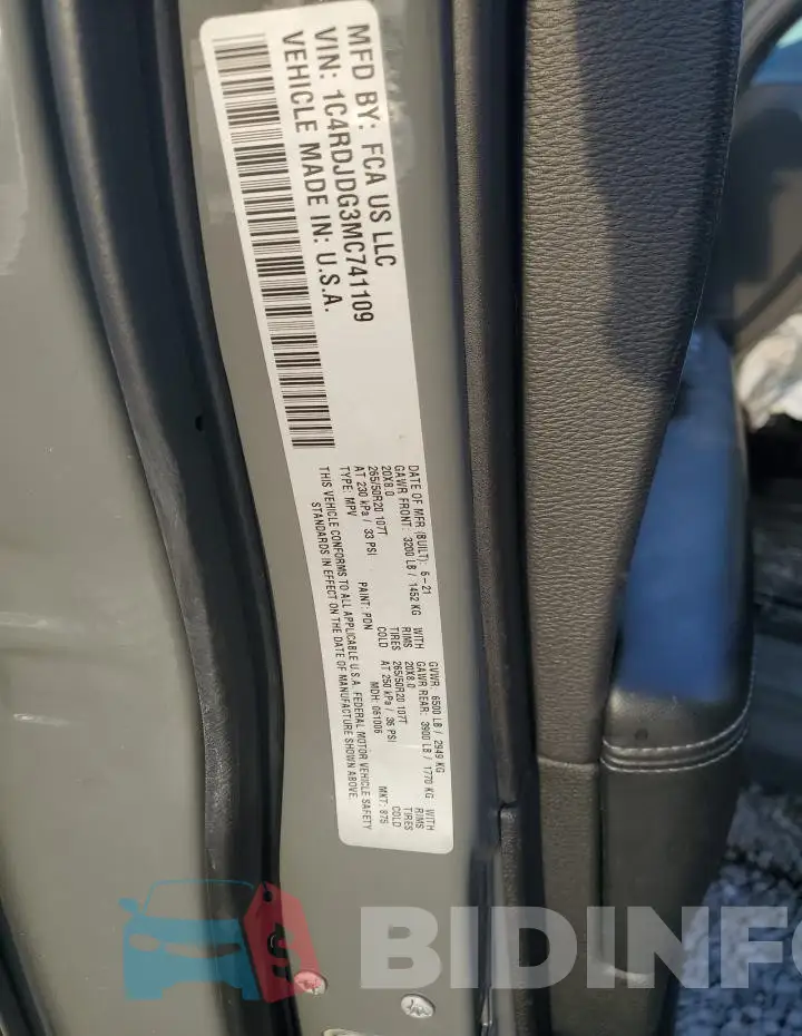 1C4RDJDG3MC741109 Photo# 13