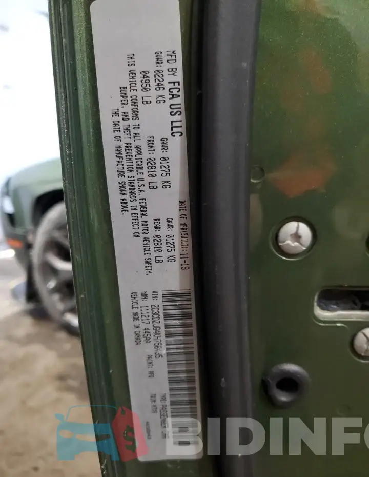 2C3CDZJG4KH756435 Photo# 12