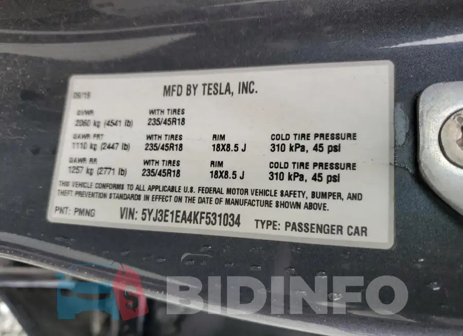 5YJ3E1EA4KF531034 Photo# 12