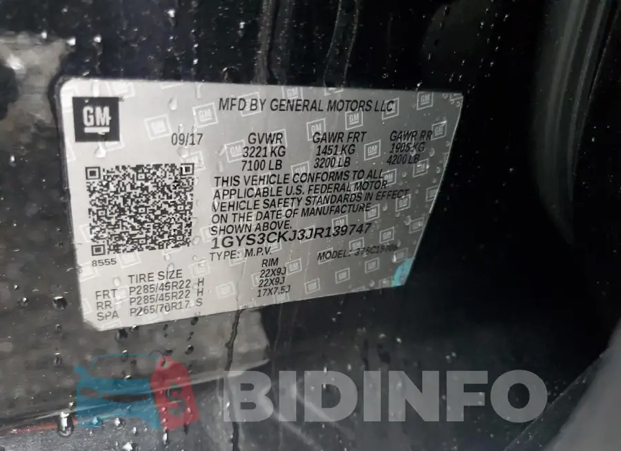 1GYS3CKJ3JR139747 Photo# 13