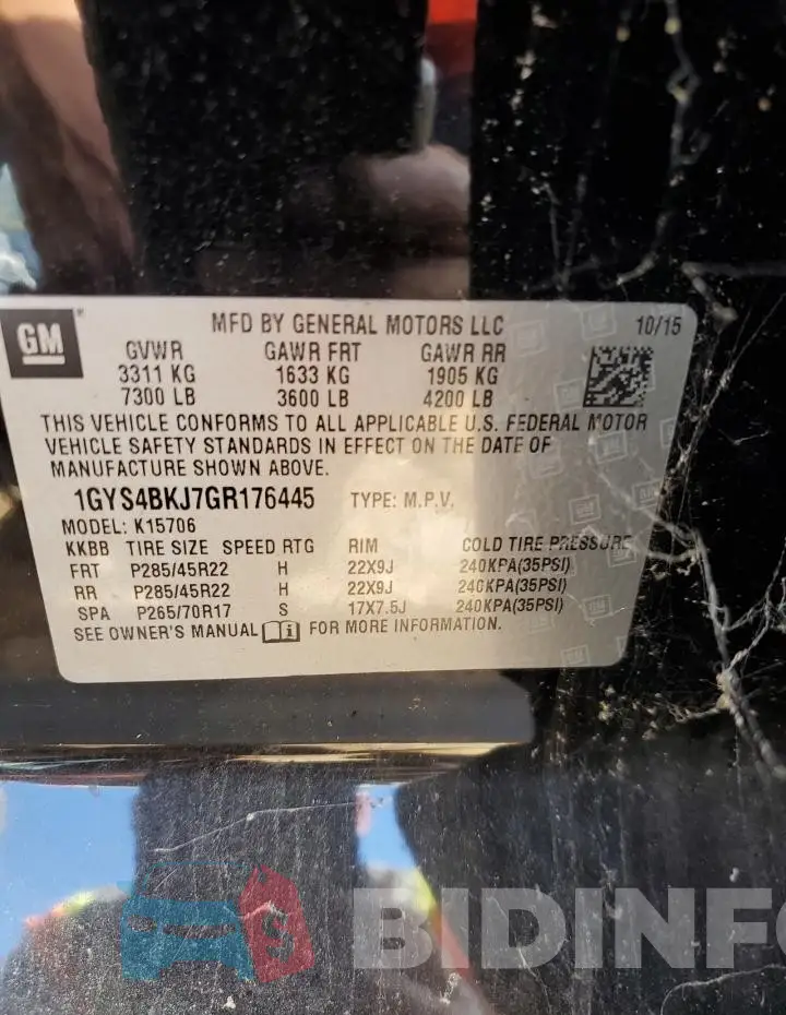 1GYS4BKJ7GR176445 Photo# 13