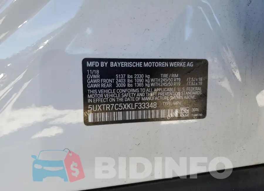 5UXTR7C5XKLF33348 Photo# 14