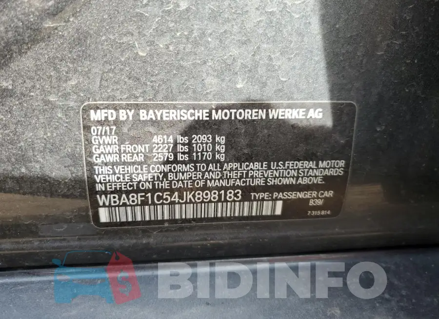 WBA8F1C54JK898183 Photo# 12