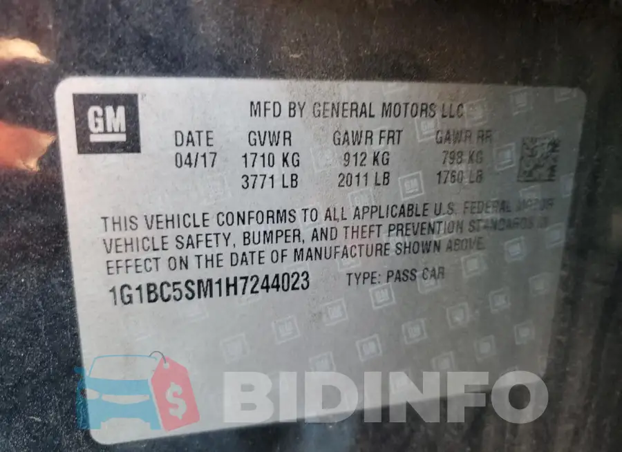 1G1BC5SM1H7244023 Photo# 12